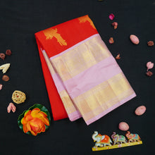 Load image into Gallery viewer, Red Kanchipuram Silk Saree · Pure Silk Saree · Bridal Silk Saree · Handloom Silk Saree · Traditional South Indian Saree · Wedding Silk Saree · Luxury Silk Saree