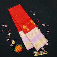 Load image into Gallery viewer, Red Kanchipuram Silk Saree · Pure Silk Saree · Bridal Silk Saree · Handloom Silk Saree · Traditional South Indian Saree · Wedding Silk Saree · Luxury Silk Saree
