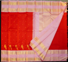 Load image into Gallery viewer, Red Kanchipuram Silk Saree · Pure Silk Saree · Bridal Silk Saree · Handloom Silk Saree · Traditional South Indian Saree · Wedding Silk Saree · Luxury Silk Saree