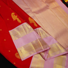 Load image into Gallery viewer, Red Kanchipuram Silk Saree · Pure Silk Saree · Bridal Silk Saree · Handloom Silk Saree · Traditional South Indian Saree · Wedding Silk Saree · Luxury Silk Saree