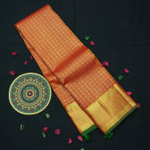Load image into Gallery viewer, Chilli Red Bridal Kanjivaram Silk Saree with Lakshadeepam Butta - Vivaaha Silks & Sarees