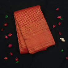 Load image into Gallery viewer, Crimson Red Bridal Kanchipuram Silk Sari with Antique design in Pure Gold Zari - Vivaaha Silks & Sarees