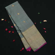 Load image into Gallery viewer, Grey Kanjivaram Silk Saree with Turning Border - Vivaaha Silks & Sarees