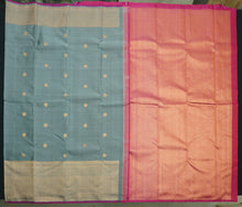Load image into Gallery viewer, Grey Kanjivaram Silk Saree with Turning Border - Vivaaha Silks & Sarees