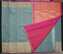 Load image into Gallery viewer, Grey Kanjivaram Silk Saree with Turning Border - Vivaaha Silks & Sarees