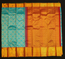 Load image into Gallery viewer, Ananda Blue Korvai Border Kanchipuram Silk Saree with Pure Gold Zari - Vivaaha Silks & Sarees