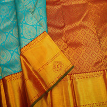 Load image into Gallery viewer, Ananda Blue Korvai Border Kanchipuram Silk Saree with Pure Gold Zari - Vivaaha Silks & Sarees