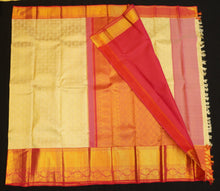 Load image into Gallery viewer, Half White with Maroon Border Kanjivaram Pattu Sari in Paisely Mango Motifs - Vivaaha Silks & Sarees