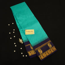 Load image into Gallery viewer, Classic Teal Blue Temple Korvai Kanchipuram Silk Saree - Vivaaha Silks & Sarees