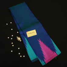 Load image into Gallery viewer, Multi-Color Temple Border Kanchipuram Silk Saree in Peacock Blue - Vivaaha Silks & Sarees