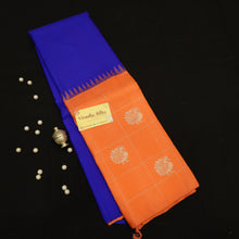 Load image into Gallery viewer, Kanchipuram Silk Saree in Blue with Pink Temple Korvai Border - Vivaaha Silks & Sarees
