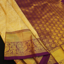 Load image into Gallery viewer, Half White Bridal Kanchipuram Silk Saree with Purple Border - Bridal Collections - Vivaaha Silks & Sarees