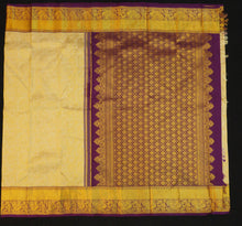 Load image into Gallery viewer, Half White Bridal Kanchipuram Silk Saree with Purple Border - Bridal Collections - Vivaaha Silks & Sarees