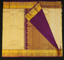Load image into Gallery viewer, Half White Bridal Kanchipuram Silk Saree with Purple Border - Bridal Collections - Vivaaha Silks & Sarees