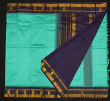 Load image into Gallery viewer, Classic Teal Blue Temple Korvai Kanchipuram Silk Saree - Vivaaha Silks & Sarees
