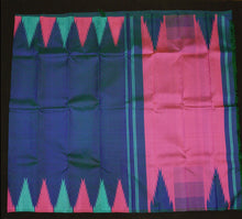 Load image into Gallery viewer, Multi-Color Temple Border Kanchipuram Silk Saree in Peacock Blue - Vivaaha Silks & Sarees