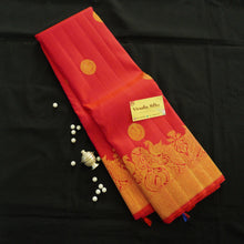 Load image into Gallery viewer, Turning Border Kanchipuram Silk Saree in Red with Gold Zari - Vivaaha Silks & Sarees