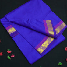 Load image into Gallery viewer, 10-Yard Kanchipuram Silk Saree in Blue Color - Madisar - Vivaaha Silks & Sarees