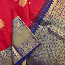 Load image into Gallery viewer, Kanchipuram Silk Saree in Red with Contrast Korvai Border in Gold Zari - Vivaaha Silks & Sarees