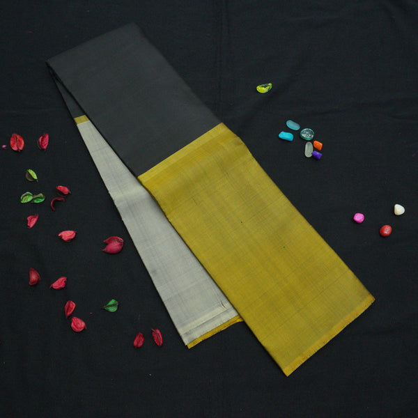 Black Muppagam Kanjivaram Silk Saree - Vivaaha Silks & Sarees