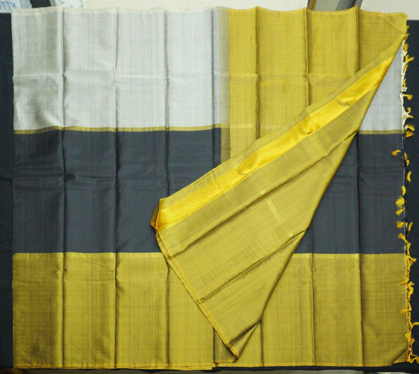 Black Muppagam Kanjivaram Silk Saree - Vivaaha Silks & Sarees