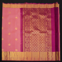 Load image into Gallery viewer, Peach Pink Kanchipuram Silk Saree | Magenta Border & Pallu - Vivaaha Silks & Sarees