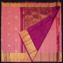 Load image into Gallery viewer, Peach Pink Kanchipuram Silk Saree | Magenta Border & Pallu - Vivaaha Silks & Sarees