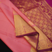 Load image into Gallery viewer, Peach Pink Kanchipuram Silk Saree | Magenta Border & Pallu - Vivaaha Silks & Sarees