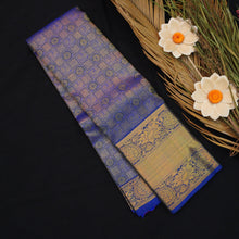 Load image into Gallery viewer, Blue Kanchipuram Silk Bridal Saree with Gold Zari & Jacquard Grace - Vivaaha Silks & Sarees
