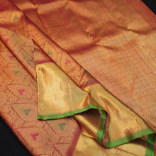 Load image into Gallery viewer, Radiant Red Kanchipuram Silk Bridal Saree: Pure Gold Zari - Vivaaha Silks & Sarees
