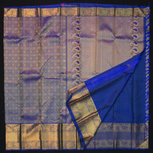 Load image into Gallery viewer, Blue Kanchipuram Silk Bridal Saree with Gold Zari & Jacquard Grace - Vivaaha Silks & Sarees