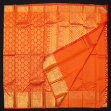 Load image into Gallery viewer, Orange Floral Jacquard Bridal Kanchipuram Silk Saree - Vivaaha Silks & Sarees