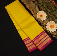 Load image into Gallery viewer, Lemon Yellow Korvai Border Kanchipuram Silk Saree - Vivaaha Silks & Sarees