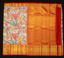 Load image into Gallery viewer, Timeless Elegance: Half White and Red Printed Kanchipuram Silk Saree - Vivaaha Silks & Sarees