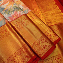 Load image into Gallery viewer, Timeless Elegance: Half White and Red Printed Kanchipuram Silk Saree - Vivaaha Silks & Sarees