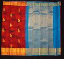 Load image into Gallery viewer, Eternal Elegance: Maroon and Blue Printed Kanchipuram Silk Saree - Vivaaha Silks & Sarees