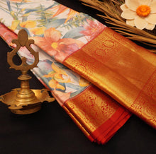 Load image into Gallery viewer, Timeless Elegance: Half White and Red Printed Kanchipuram Silk Saree - Vivaaha Silks & Sarees