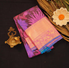 Load image into Gallery viewer, Blossoms of Elegance: Purple Floral Printed Kanchipuram Silk Saree - Vivaaha Silks & Sarees