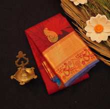 Load image into Gallery viewer, Eternal Elegance: Maroon and Blue Printed Kanchipuram Silk Saree - Vivaaha Silks & Sarees