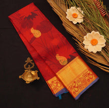 Load image into Gallery viewer, Eternal Elegance: Maroon and Blue Printed Kanchipuram Silk Saree - Vivaaha Silks & Sarees