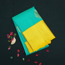 Load image into Gallery viewer, Anandha Blue Kancheepuram Silk Saree Korvai Border - Vivaaha Silks & Sarees