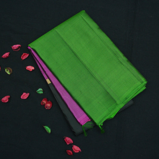 Purple - Black - Green Mubbagam Kanchipuram Silk Saree - Vivaaha Silks & Sarees