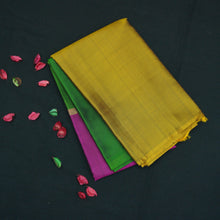 Load image into Gallery viewer, Green - Purple - Brownish Yellow Mubbagam Kanchipuram Silk Saree - Vivaaha Silks & Sarees