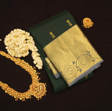 Load image into Gallery viewer, Bottle Green Traditional Kanchipuram Silk Saree - Vivaaha Silks & Sarees