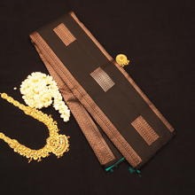 Load image into Gallery viewer, Borderless Kanchipuram Silk Saree in Black with Copper Zari - Vivaaha Silks & Sarees