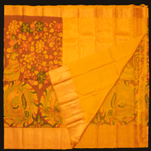 Load image into Gallery viewer, Digital Pen Kalamkari Kanchipuram Silk Saree in Brick Red Color - Vivaaha Silks & Sarees