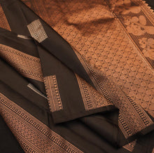 Load image into Gallery viewer, Borderless Kanchipuram Silk Saree in Black with Copper Zari - Vivaaha Silks & Sarees