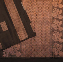 Load image into Gallery viewer, Borderless Kanchipuram Silk Saree in Black with Copper Zari - Vivaaha Silks & Sarees