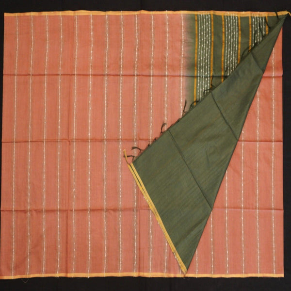 Coral Red Bhagalpur Silk Saree - Office Wear - Vivaaha Silks & Sarees