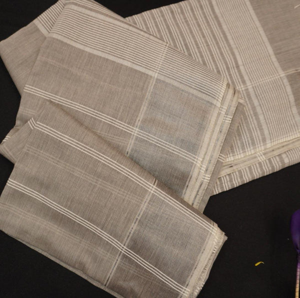 Steel Gray Handloom Linen Cotton Saree - Vivaaha Silks & Sarees